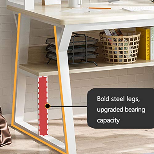 Zzmop Computer Desk with 3-Layer Storage Shelf,Laptop Notebook Study Writing Table,PC Workstation,for Home Office.