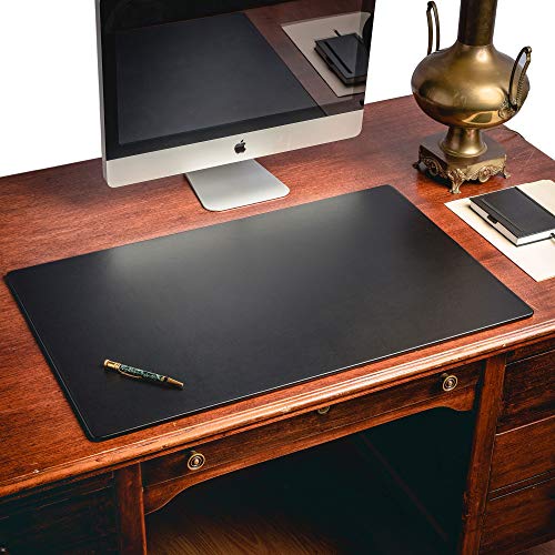 Dacasso Black Leather 34" x 20" Without Rails Desk Mat