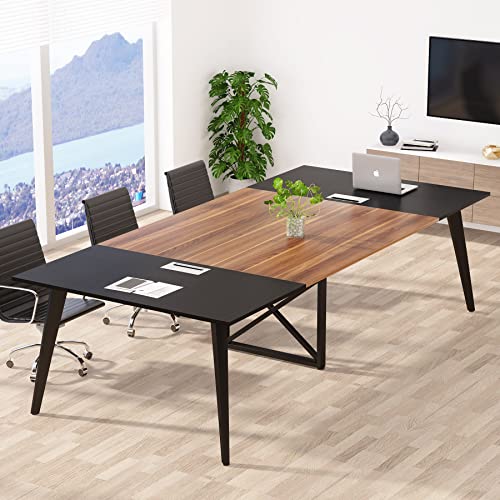 Tribesigns 8FT Conference Table, Large Modern Meeting Table with Grommet Holes