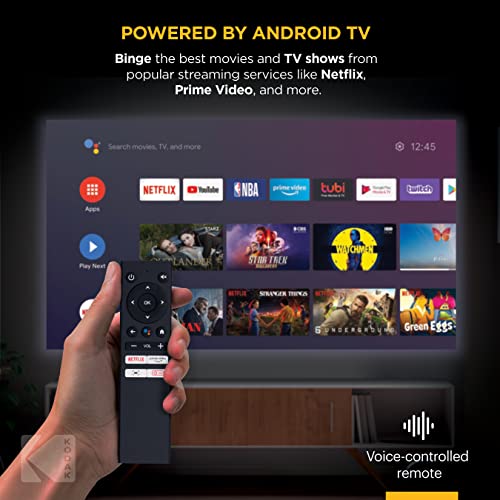 KODAK FLIK HD9 Smart Projector | Portable Indoor & Outdoor Movie with Android TV, Wi-Fi & Bluetooth | FHD 1080p, Built-In Speakers, Voice Remote | Up to 120” Screen
