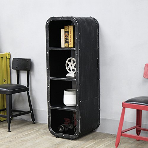 Diwhy Retro Vintage Industrial Metal Standing Bookcase Storage Cabinet (4-Shelf)