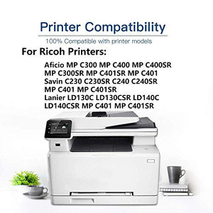 4-Pack (BK+C+Y+M) Compatible Aficio MP C300 MP C400 MP C400SR Laser Toner Cartridge (High Capacity) Replacement for Ricoh 841295 841296 841298 841297 Printer Toner Cartridge