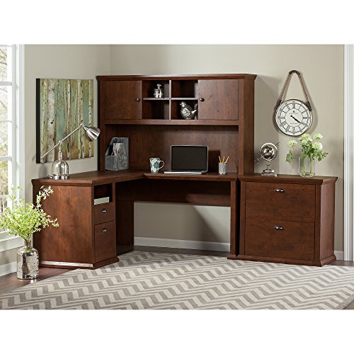 Yorktown L Shaped Desk with Hutch and Lateral File Cabinet