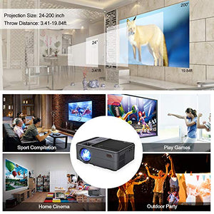 Portable Bluetooth Projector, Wireless WiFi Theater Projector for Laptop DVD Player TV Stick Computer, Smart LED Projector Support Full HD 1080p HDMI USB, Ideal for Home Entertainment Video Gaming