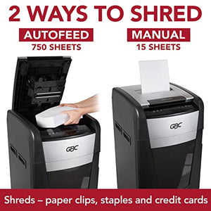 GBC AutoFeed+ Paper Shredder, 750 Sheet Capacity, Micro-Cut, Large Office Shredder, 750M (WSM1757613)