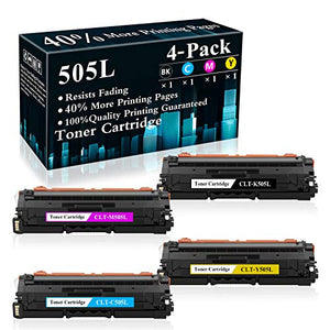 4-Pack (BK/C/M/Y) CLT-505L CLT-K505L C505L Y505L M505L Compatible Toner Cartridge Replacement for Samsung ProXpress C2620DW C2670FW C2680FX Printer,Sold by TopInk