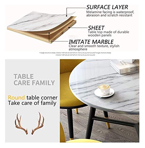 SYLTER Office Conference Table, Coffee Table, and Chair Set - Simple Style 80cm Wooden Round Dining Table - Green & Blue
