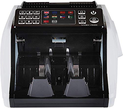 Nadex V5400 Mixed Denomination Money Counter and Counterfeit Detector- 4 Levels of Detection - UV/MG/IR/Image | 60 Currency, Serial No. Detection | Counts 1000 Bills/m
