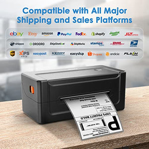 Shipping Label Printer - Gbasics Thermal Label Printer with Label Holder 150mm/s High-Speed Inkless Printing, USB 4x6 Label Printer for Amazon Shopify USPS, Support Windows/Mac OS/Linux(NO ChromeOS)