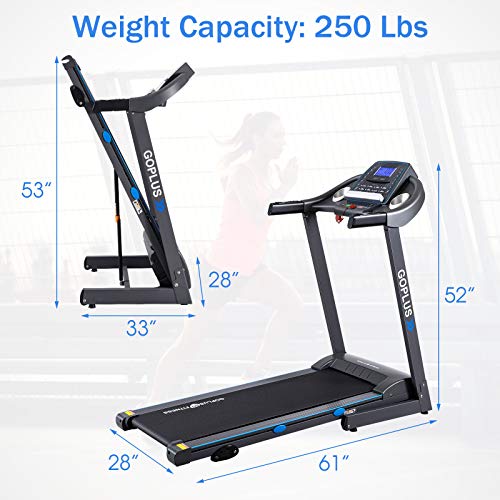 Goplus 2.25HP Electric Folding Treadmill with Incline, with Display and 12 Built-in Workout Programs, Walking Running Jogging Fitness Machine for Home & Gym Cardio Fitness