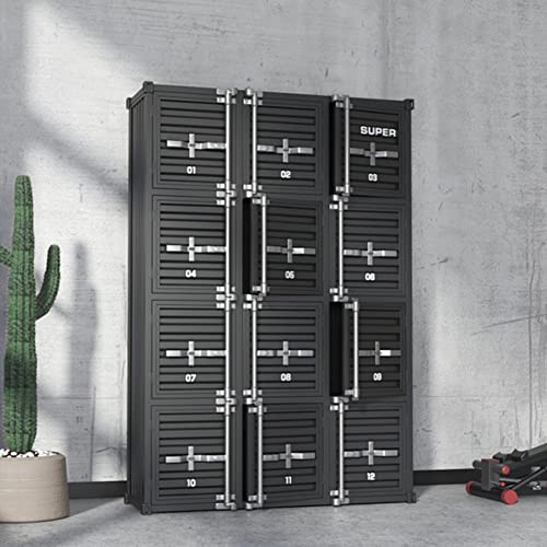 Black Industrial Retro Storage Cabinet with Door, Metal Locker Cabinet (12 Doors)