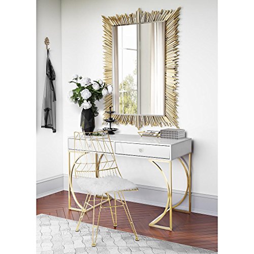 TOV Furniture TOV-G5497 Furniture Lexie Collection Wood and Stainless Steel Home Office Computer Desk, Grey
