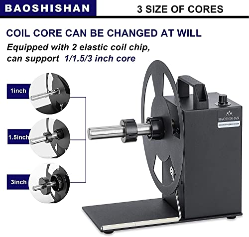 BAOSHISHAN Automatic Label Rewinder Rewinding Machine Label Width 120mm/4.7inch Diameter 220mm/8.7inch Core Holder 1/1.5/3 inch 110V (A6)