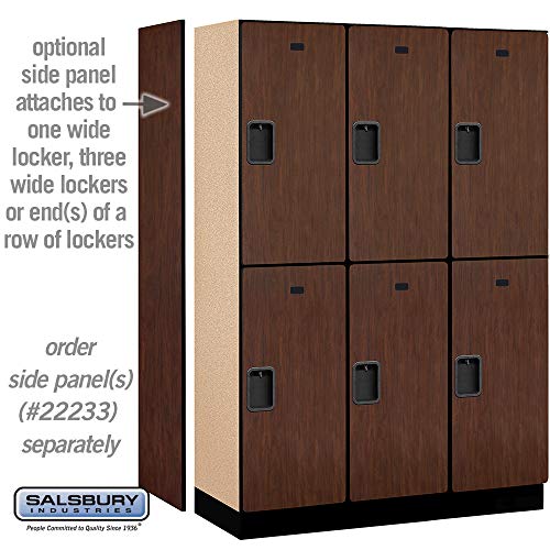 Salsbury Industries Double Tier Designer Wood Locker - 18" Wide - 3 Wide - 6 Feet High - Mahogany