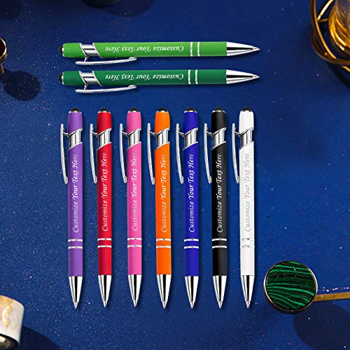 168PCS Personalized Pens in Bulk with Stylus Tip, Custom Engraving Pens, Soft Touch Ballpoint Pen, Printed Name - Free Personalization Black Ink- for Christmas, Anniversary, Graduation, Office, Memory