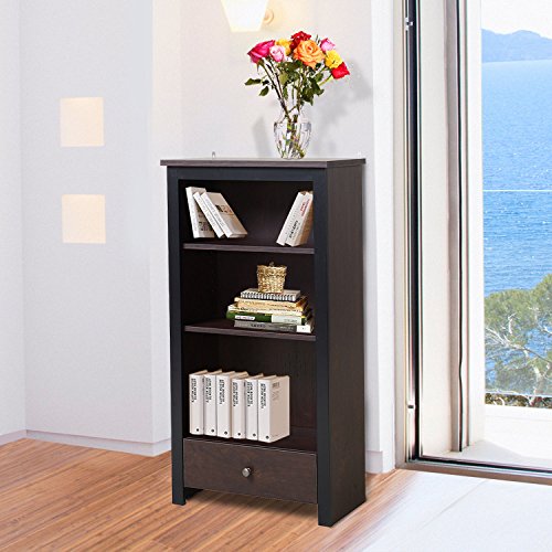 Generic NV_1008004470-QYUS484470 Wood Home ustable Bookcase Bookshelf 42" Adjusta 42" Adjustable 3-Shelf okcase B Drawer e Drawer Office Furniture urniture Drawer