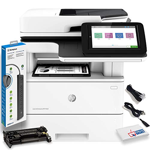 HP Laserjet Enterprise M528dn Monochrome Laser Printer with Duplex Printing (1PV64A) + Power Strip Surge Protector + Cleaning Cloth