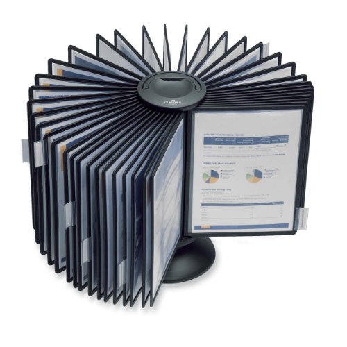 DURABLE Carousel Desktop Reference System, 40 Double-Sided Panels, Letter-Size, Black, SHERPA Design (555701)