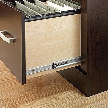 Sauder 408291 Office Port Credenza, L: 10.88" x W: 21.88" x H: 24.50", Dark Alder finish