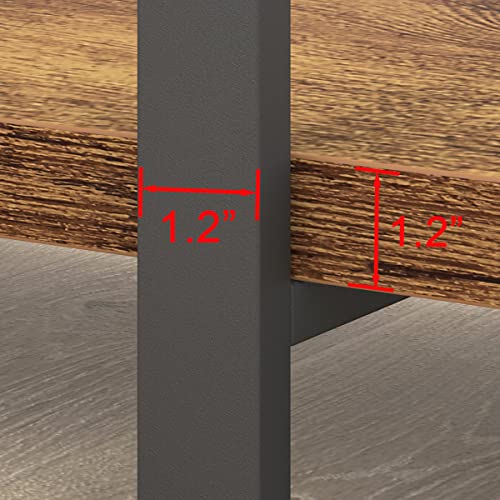 HSH Industrial Modern 6 Shelf Tall Bookcase, Open Wood & Metal Display Rack - Rustic Brown