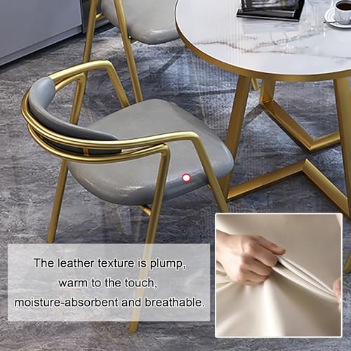 BYJSJY Round Table and 4 PU Leather Chairs Set - Office Reception Room Club Table, Coffee Table, Kitchen Dining Table, Small Conference Room Tables - Space-Saving Furniture