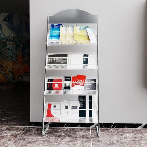 TIST Silver Magazine Rack Floor Standing Document Display Storage Rack
