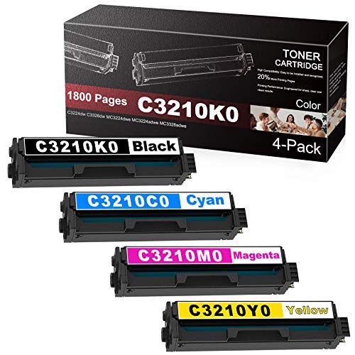 4PK (1BK+1C+1M+1Y) C3210K0 C3210C0 C3210M0 C3210Y0 Remanufactured Toner Cartridge Replacement for Lexmark MC3326adwe MC3224adwe MC3224dwe C3326dw(40N9010) C3224dw(40N9000) Printer Toner.[1,800 Pages]