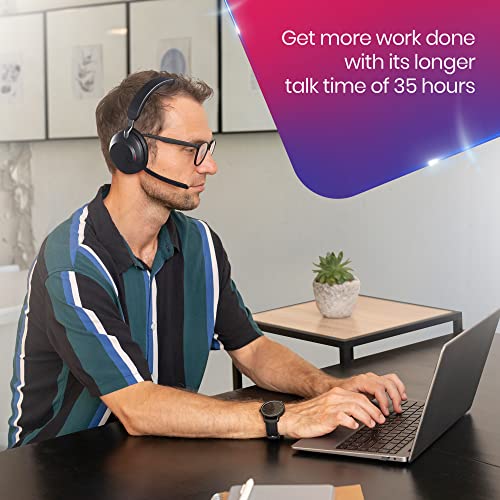 Global Teck Worldwide Jabra Evolve2 65 Wireless Headset MS USB Mono, Bluetooth Dongle, Zoom/Webex/Skype Compatible, Black - Gold Support Plan Included
