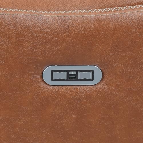Aienid Contemporary Style Motion Set Top Grain Leather Power Recliner with USB Charging