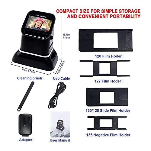 EXQST Digital Film and Slide Scanner with 5" LCD Screen, Converts 35mm Negatives and Slides to Digital JPEG - Photo Convertor