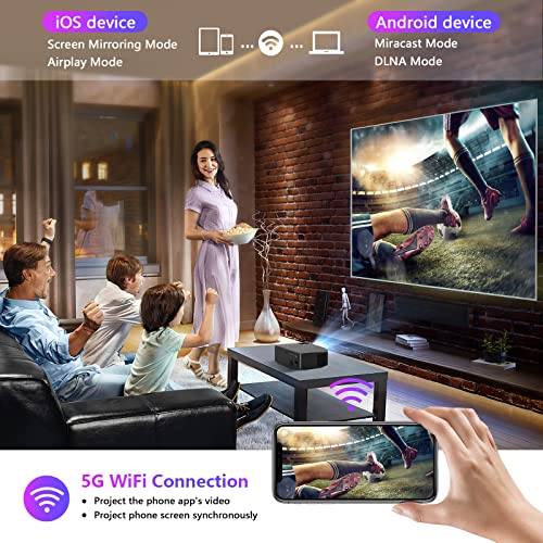 AILESSOM Native 1080P 5G WiFi Bluetooth Projector, 20000LM 450" Display, 4K Movie Support