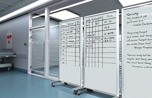 Best-Rite Mobile Lumina Room Divider, Double Sided Magnetic Whiteboard Panel, Platinum Frame (74861)