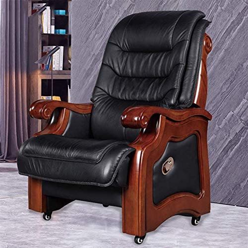 HDZWW Video Game Chairs Home Office Desk Chairs Office Chairs with Lumbar Support Office Chairs & Sofas Leather President Chair,Cowhide Boss Chair for Business,Office Chair with Four-Legged,Big