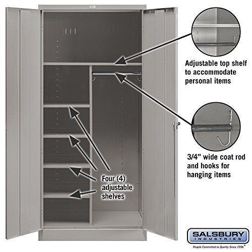 Salsbury Industries Combination Storage Cabinet, 78-Inch by 24-Inch, Gray