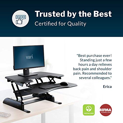 VariDesk Pro Plus 30 by Vari – Standing Desk w/ Posture Curve – Height-Adjustable Stand Up Converter – Work or Home Office Sit to Stand Workstation – No Assembly Required (Black) (Renewed)