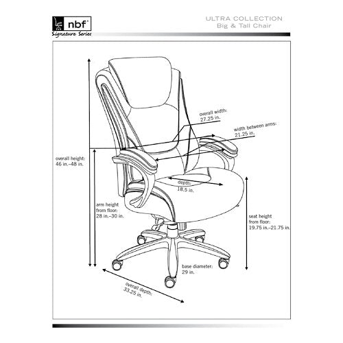 Black Top Grain Leather Big and Tall Executive Chair - NBF Signature Series Ultra Collection