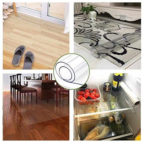 JYDQM Clear Plastic Vinyl Rug Protector Cover - 1.5mm Thick Floor Mat for Carpet and Office Chair - Wipeable - (Size)