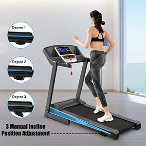 GYMAX Folding Treadmill, Electric Motorized Running Machine with LCD Monitor & Incline Options, Home Use Running Walking Jogging Machine for Cardio Workout Fitness