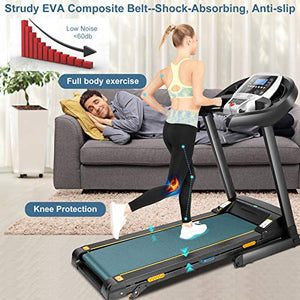 CAROMA Treadmill for Home, 3.0 HP Folding Treadmill with Incline, 300 lb Capacity Walking Running Exercise Machine with Smart Shock-Absorbing System, 9.0 MPH,12 Programs, Tracking Pulse, Calories