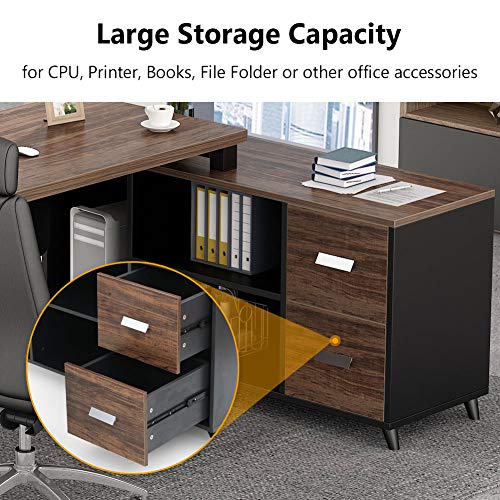 Tribesigns L-Shaped Computer Desk, 55 Inch Large Executive Office Desk with Drawers Business Furniture Workstation with 47 inch File Cabinet