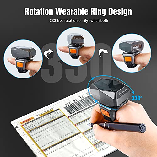 Eyoyo 2D Bluetooth Ring Barcode Scanner, Wearable Wireless Scanner