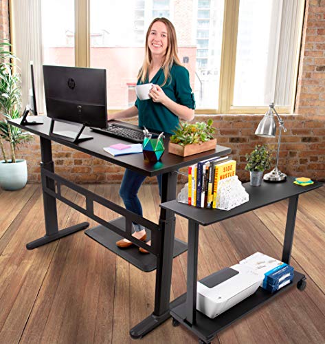 Stand Steady L-Shaped Tranzendesk Standing Desk | Sit to Stand Desk with Add-On Desk Return | Customizable Stand Up Desk Arrangement Great for Any Office Space! (Black / 73 x 42)