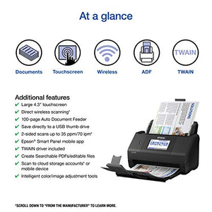 Epson Workforce ES-580W Wireless Color Duplex Document Scanner with ADF