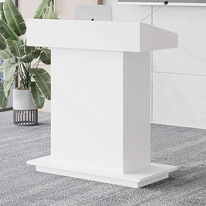 BGEDL Podium Stand with Double Drawer - Portable Extra Wide Conference Room Lectern