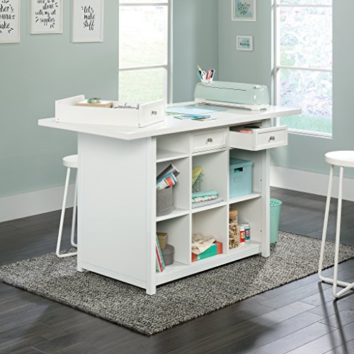 Sauder 421420 Craft Pro Series Work Table, L: 60.00" x W: 30.00" x H: 35.98", White finish