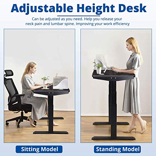 Dual Motor Electric Standing Desk Adjustable Height Stand Up Table 47.2inch Long Frame Home/Office Writing Workstation Stable Gaming Desk with Memory Controller, Black Wood Table Top and Frame