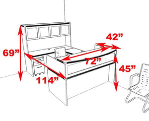 UTM Furniture 5pc Modern Contemporary U Shape Glass Reception Desk Set, RO-ABD-R12