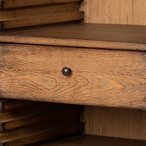 Phat Tommy Large Wooden Bookcase with Adjustable Shelves & Drawers - Tall, Rustic Wood Cabinet