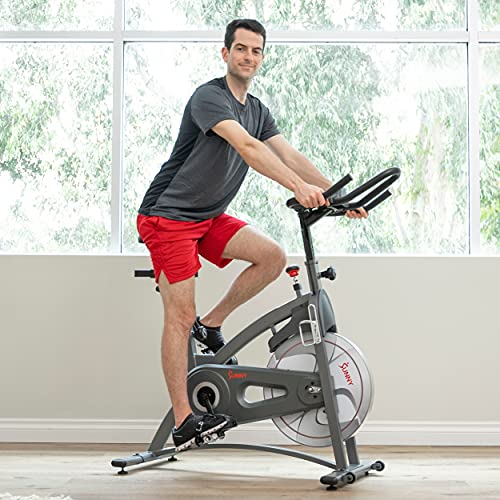 Sunny Health & Fitness Magnetic Belt Drive Indoor Cycling Bike - SF-B1877, silver