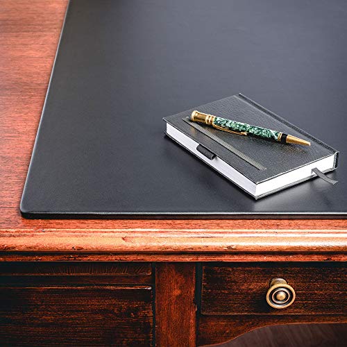 Dacasso Black Leather 34" x 20" Without Rails Desk Mat